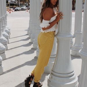 Yellow green high wasted vintage jeans